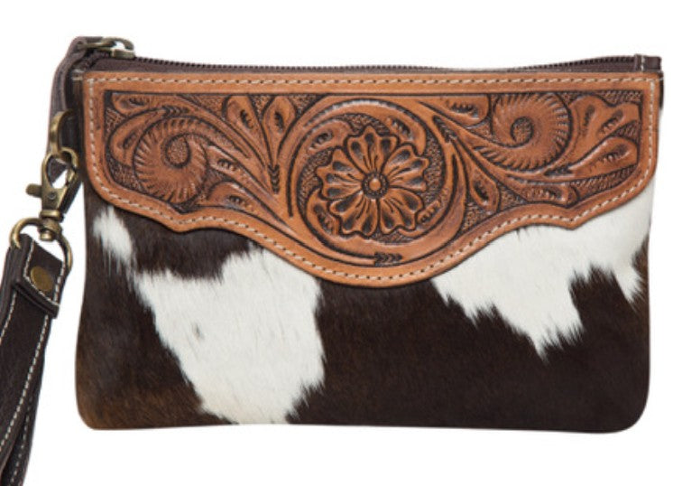 Cow Hide Clutch Brown & White image 0