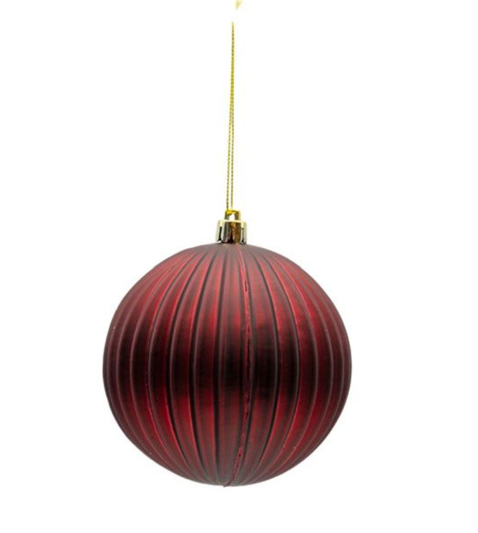 Burgundy ribbed  bauble