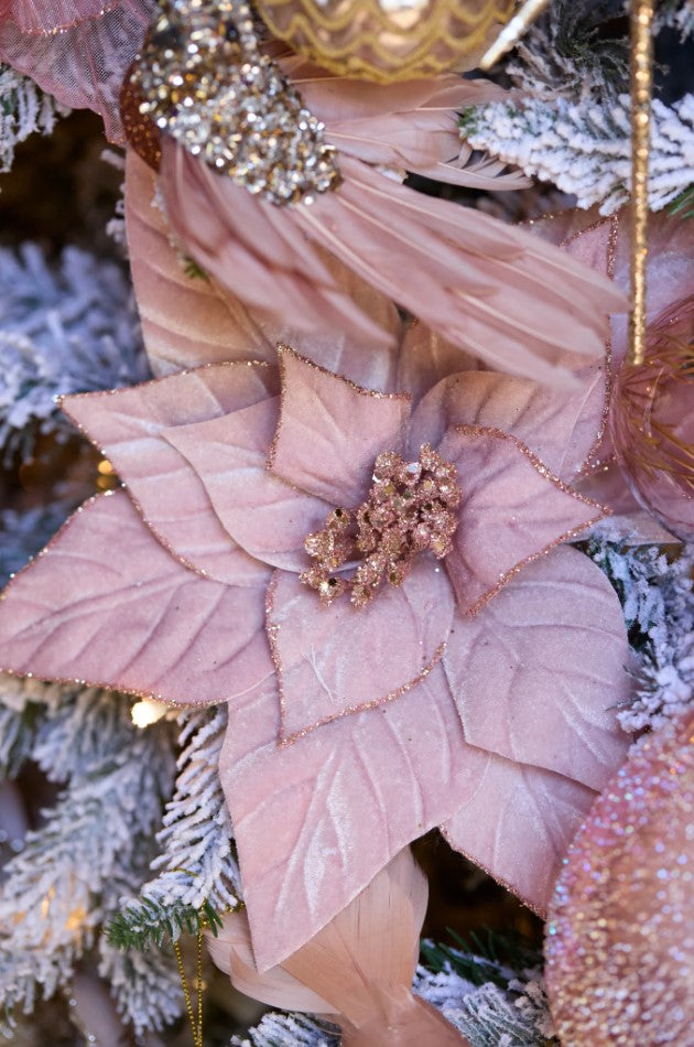 PINK FLOWER VELOUR POINSETTIA image 1