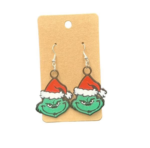 Grinch Earrings 3D Printed image 0