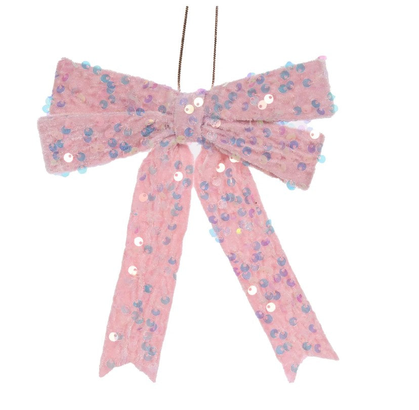 Pink Bow Sequin Hanging Decoration image 0
