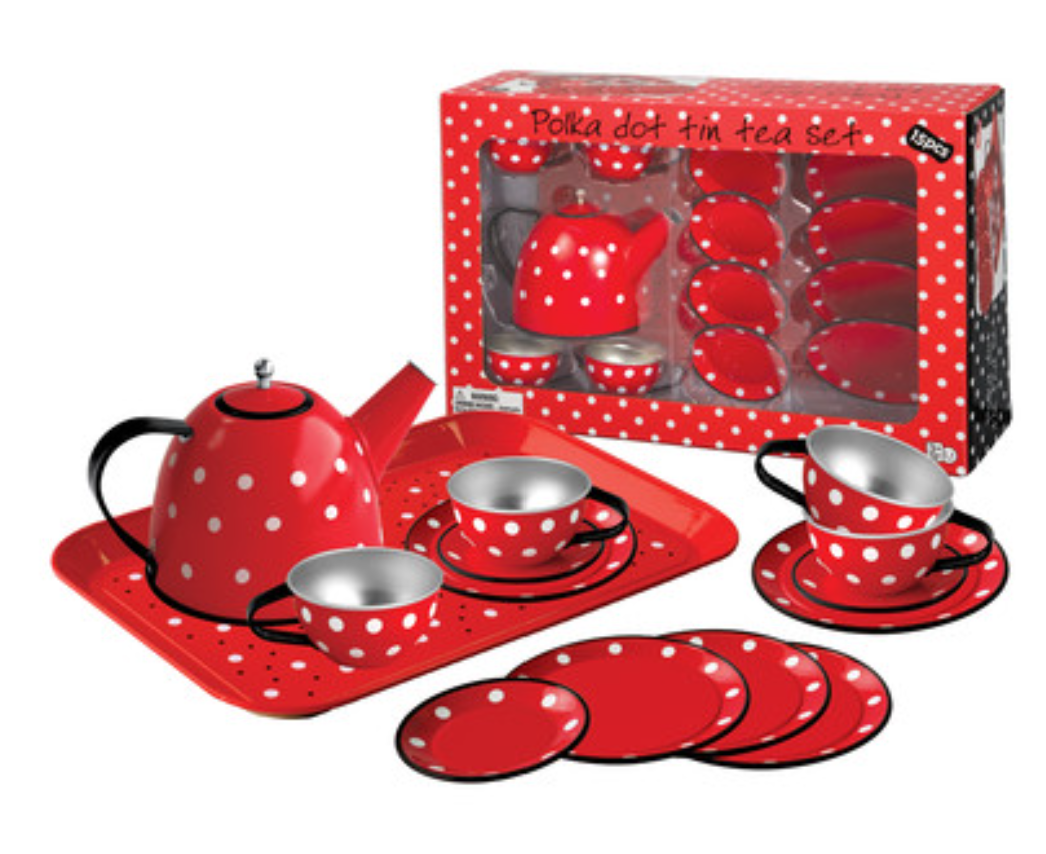 Red Polka dot tin tea set image 0