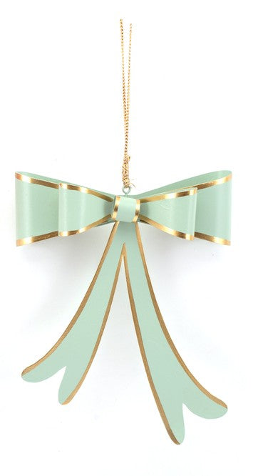 Green metal bow tree ornament