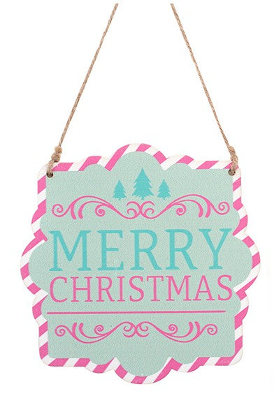 Pink & mint Merry Christmas sign
