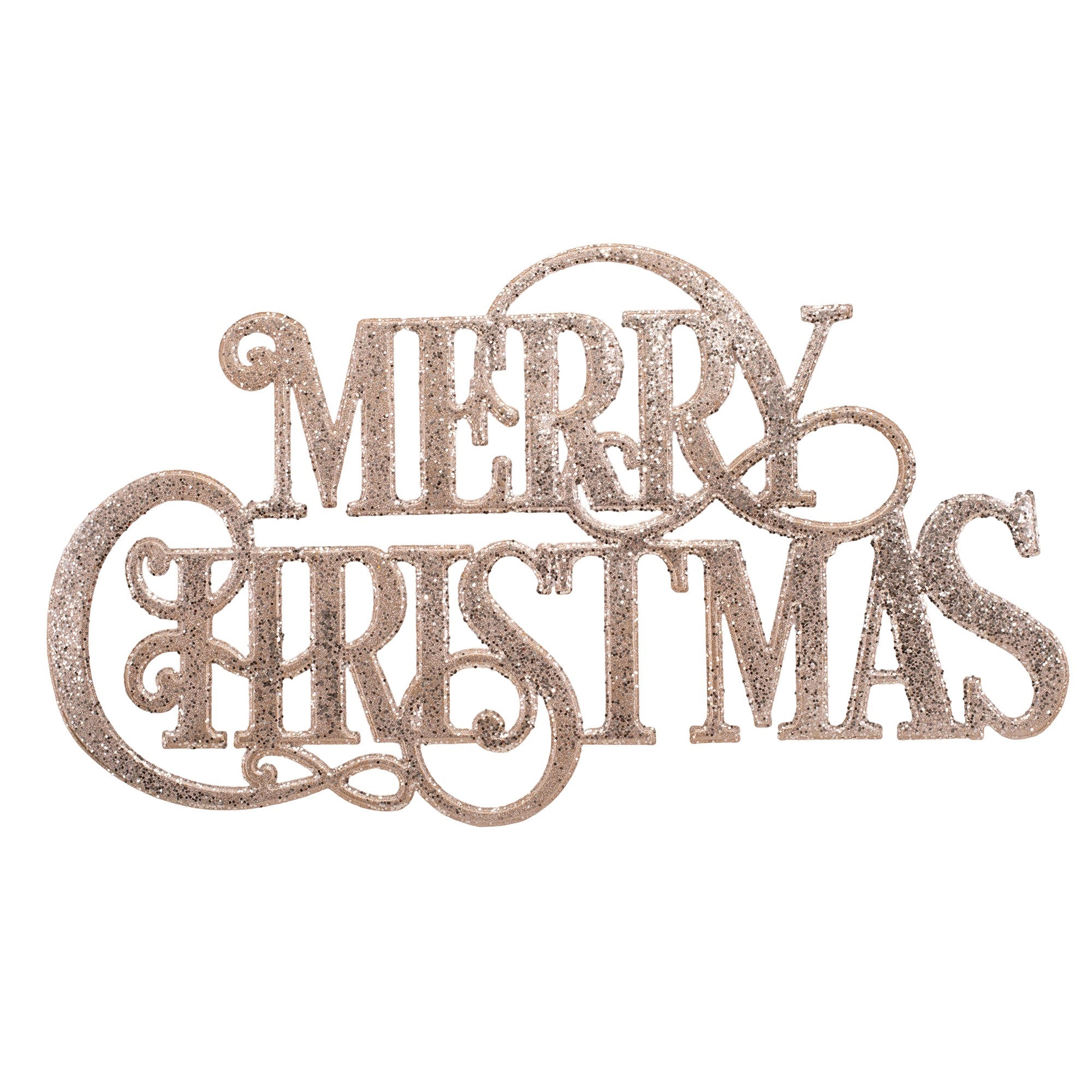 METAL MERRY CHRISTMAS WALL SIGN WITH GLITTER FINISH