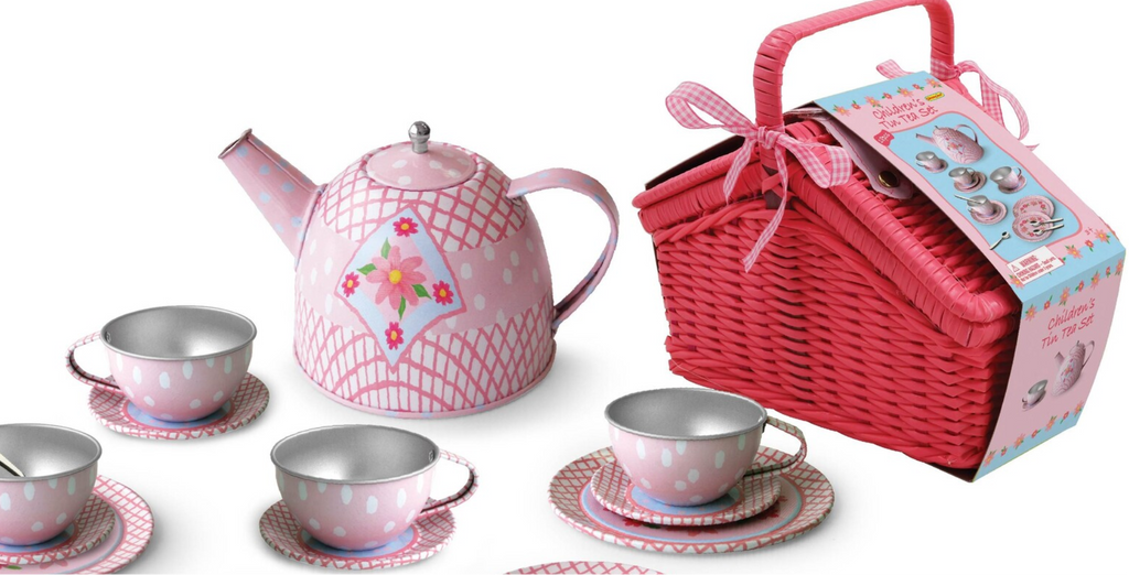 Floral Tin Tea Set (In Picnic Basket) image 0
