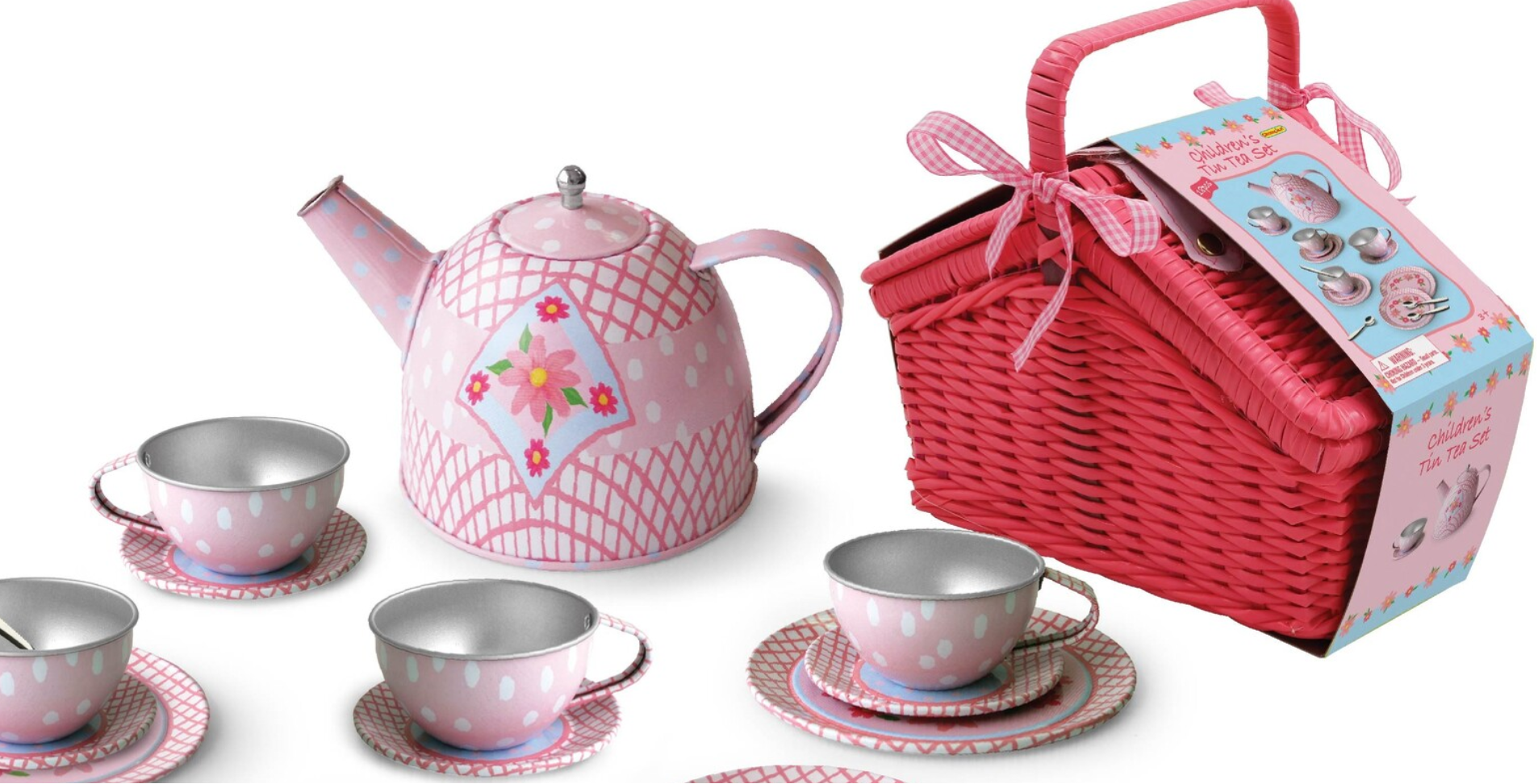 Floral Tin Tea Set (In Picnic Basket) image 0