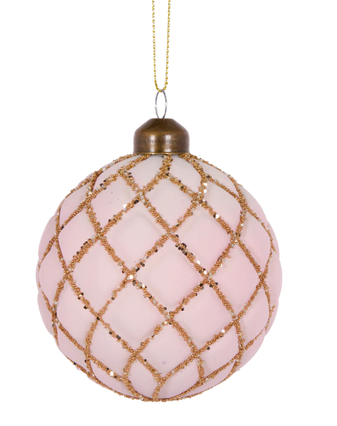 PINK GLITTER QUILTED BAUBLE image 0