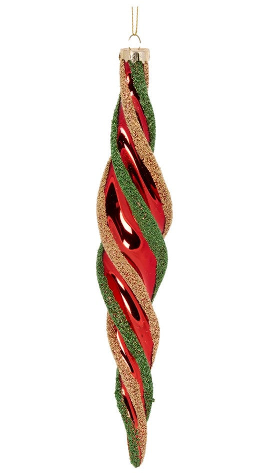 Red Green Gold Drop Bauble image 0